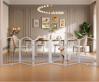 BHG Metal No-Assembly Freestanding Dog Gate with Door Walk Through - White / 6 panels