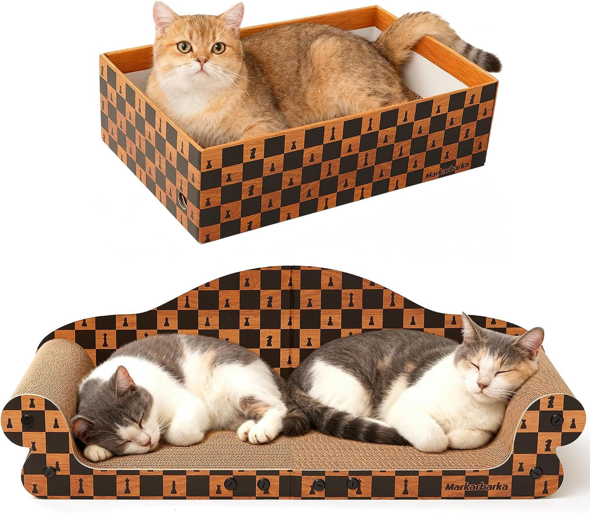 27" Cat Scratcher Bed & Sofa, Large Cardboard Cat Scratch Couch – Essentials for Cats - 27" Cardboard Cat Scratcher Sofa & Cat House