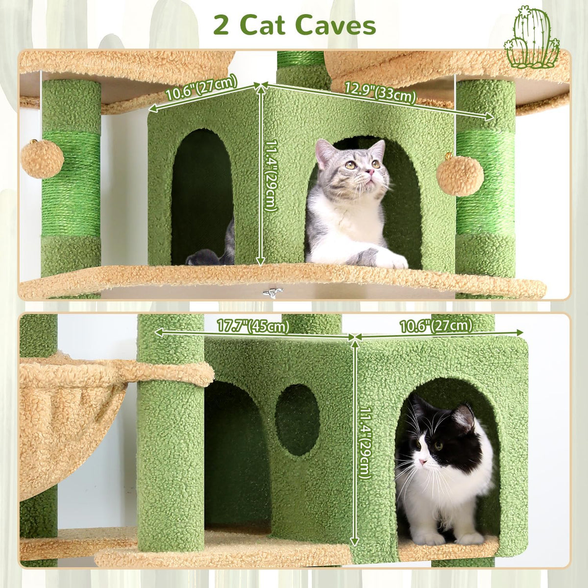 Globlazer Cat Tree Tower for Multiple Adult Cats, F82 - 82 inch / Green - image 4