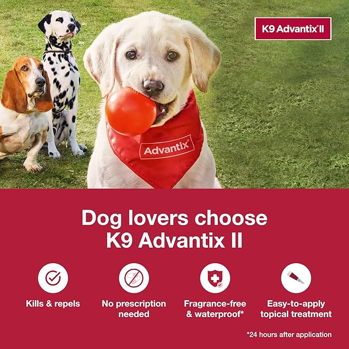 K9 Advantix II Medium Dog Vet-Recommended Flea, Tick & Mosquito Treatment & Prevention | Dogs 11-20 lbs. | 4-Mo Supply (Pack of 2)
