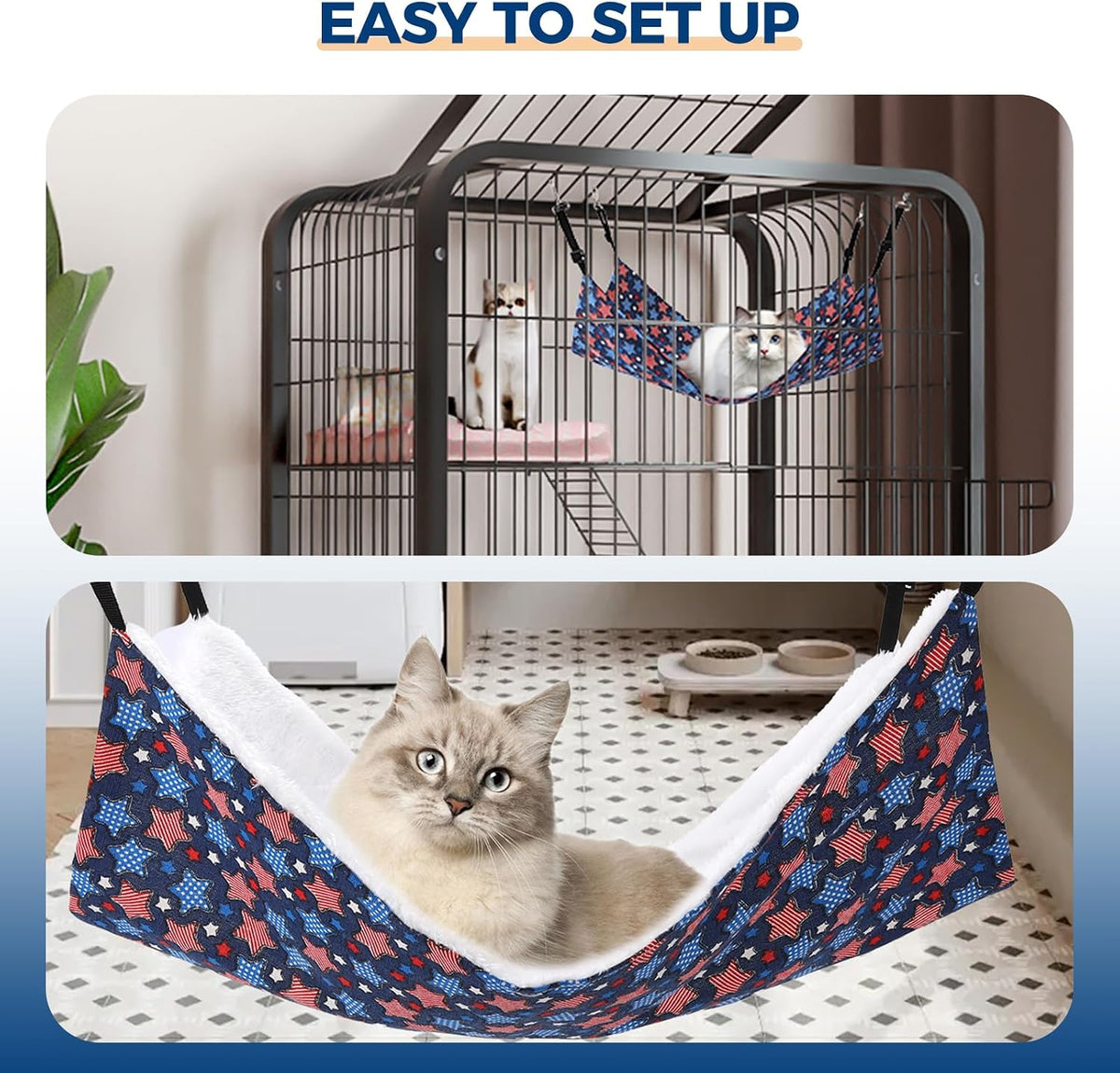 Cat Hammock for Cage Hanging Reversible 2Pack - Stars / L - image 4