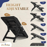Dog Steps for Bed & Couch 2-in-1 Dog Stairs/Ramp - Height Adjustable Dog Ramp for Couch 7” - 20” - Pet Stairs, Dog Stairs for Small Dogs - Easy to Move Pet Steps with Landing Platform, Black