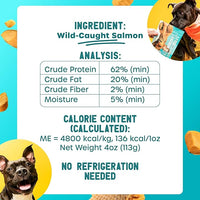Freeze Dried Dog Treats - Wild Caught Salmon - Dog Food Dry Snacks - with Protein & Omega 3s - for All Breeds & Sizes - No Artificial Flavors & Dyes, No Preservatives - 1 Pouch, 4 oz