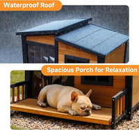 Large Indoor Outdoor Dog House,Wood Insulated Dog House,Weatherproof Outside Shelter with Elevated Floor,Easy to Assemble(39.3" L x 37.5" W x 30" H)