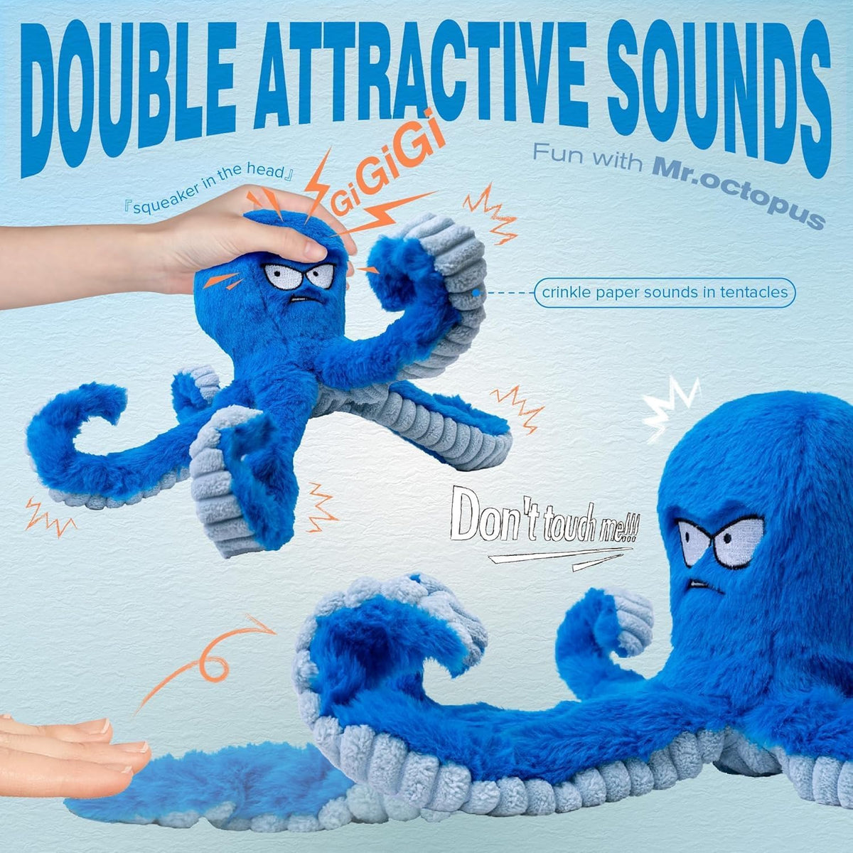 LEGEND SANDY Tough Dog Toys - 2 Pack Blue Octopus - image 2