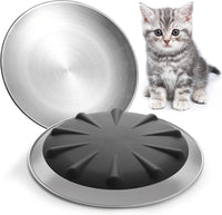 Stainless Steel Cat Bowls, Nonslip Cat Food Dishes or Plates – Essentials for Cats - Silver+Black-2 Pack