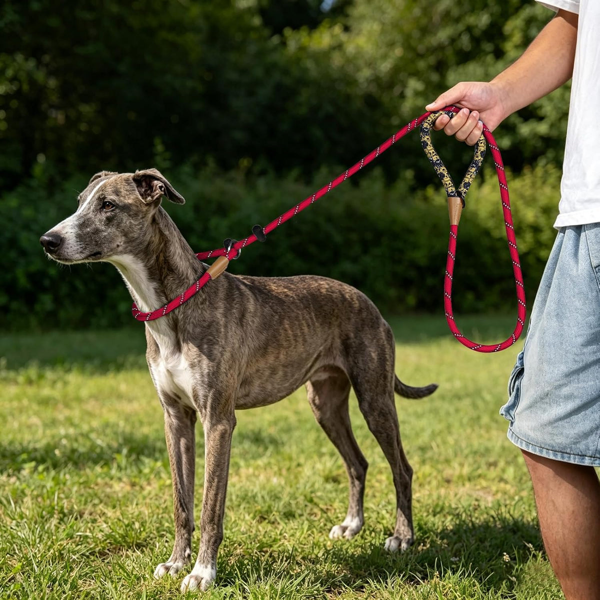 Slip Lead Dog Leash Reflective Training Durable Braided Rope Leashes – Essentials for Dogs - Red / 2PCS Large 1/2in x 6ft - image 3
