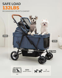Dog Stroller for Large & Medium Dogs, for 2 Small Dogs – Essentials for Dogs - Navy Blue - image 2