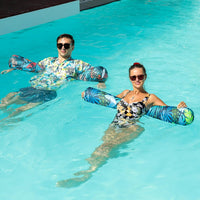 FindUWill 2-pack inflatable fabric-covered pool noodles in blue and green flower print - view 6