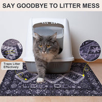 Cat Litter Mat, 20" x 28" Litter Trapping Mat, Waterproof – Daily Care for Cats - Retro_Dark Grey / 28x36 Inch (Pack of 1) - image 3