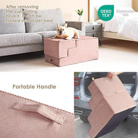 EHEYCIGA Dog Stairs for High Bed 22.5" H, 5-Step Dog Steps for Bed, Pet Steps for Small Dogs and Cats, Non-Slip Balanced Pet Ramp Indoor, Pink