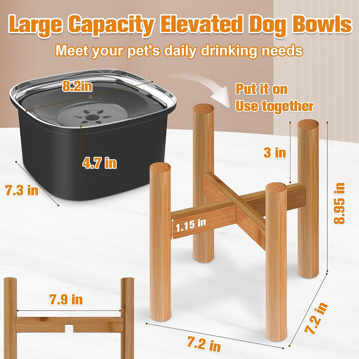 3L Elevated Dog Water Bowl - Black - image 2