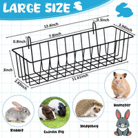 Therwen 4 Pcs Rabbit Hay Feeder Guinea Pig Heavy Duty Metal Frame Hay - 12.4 x 3.9 x 3 Inches - image 2