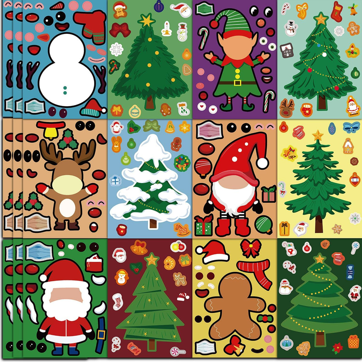 Halloween Stickers for Kids, 24 DIY Face Sheets - Christmas