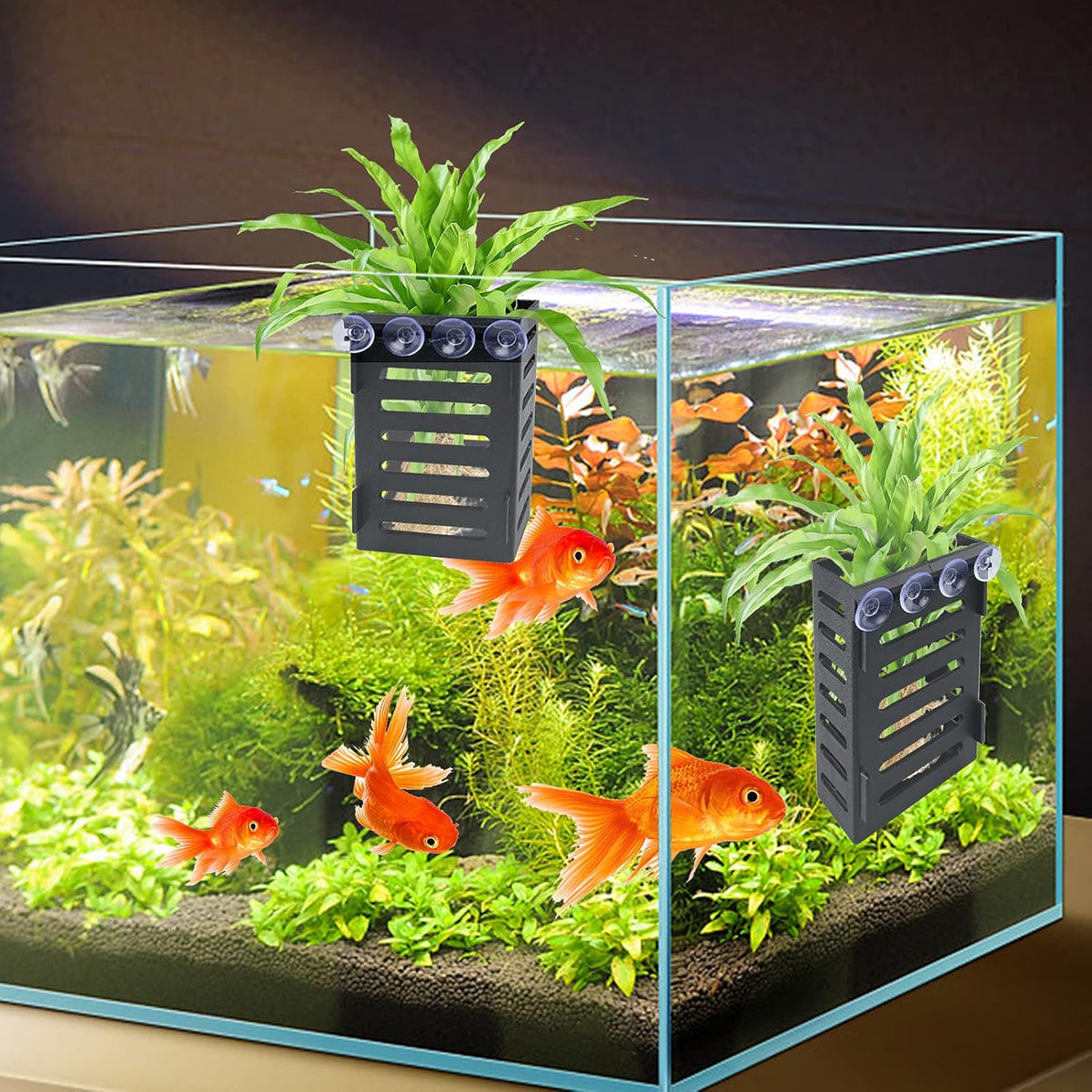 Aquarium Plant Holder 4 PCS Aquatic Plant Pot – Essentials for Fish - Black - image 2