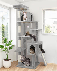 Globlazer F70 Pro Heavy Duty Cat Tree Tower for Indoor Cats Large - Light Grey / XL