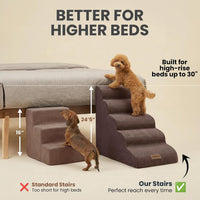 Miorun Dog Stairs for High Beds - Chocolate / 5.0 / Stairs 24.5"H - image 2