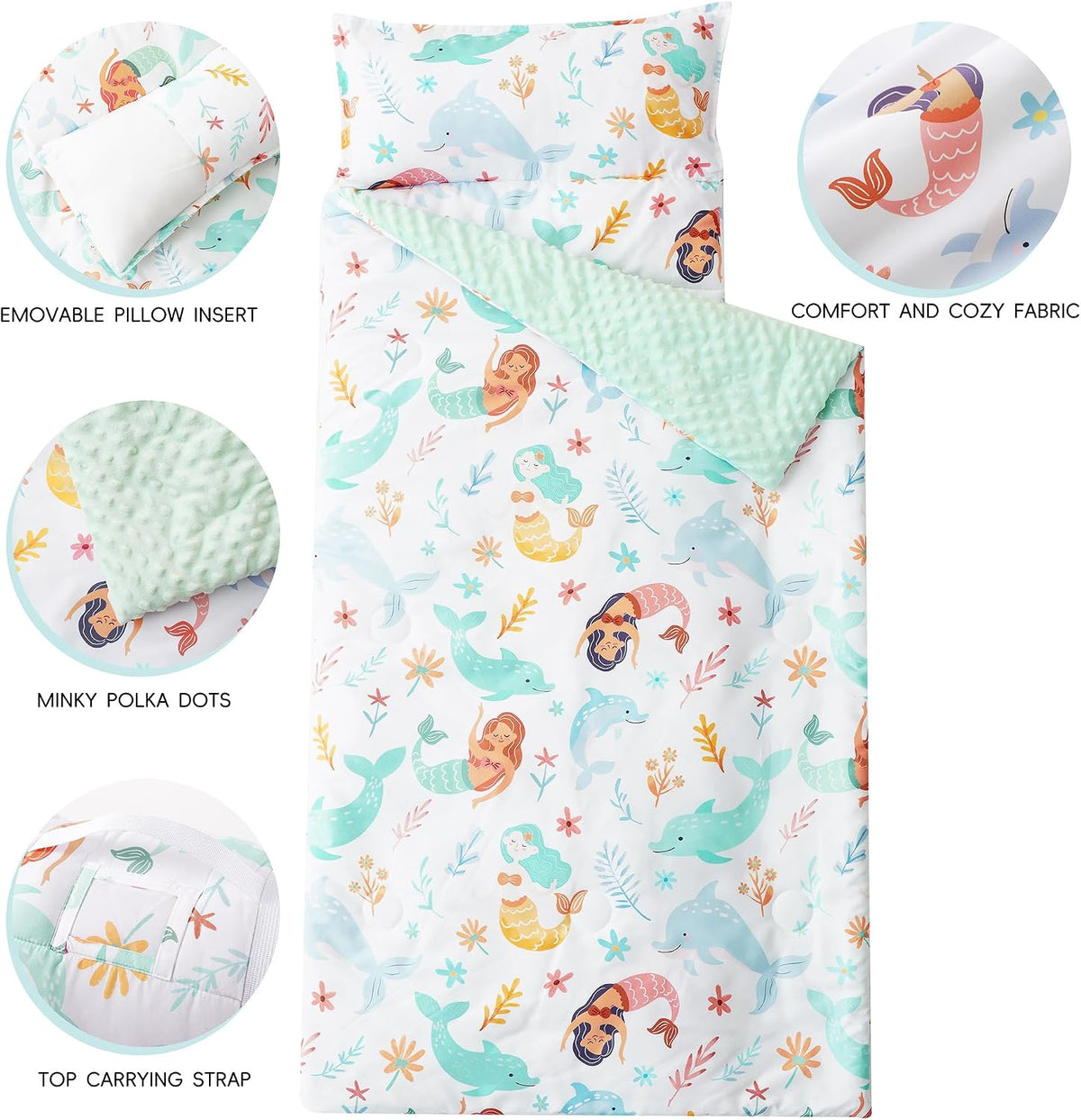 Bunnikins & Clover Toddler Nap Mat with Removable Pillow - Whale White - image 2