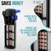 55 Gallon Fish Tank Filter to 100 Gallon Fish Tank Filter | Silent Fish Tank Filter | Large Fish Tank Filter | Submersible Aquarium Filter, 75 Gallon Fish Tank Filter, in Tank Aquarium Filter