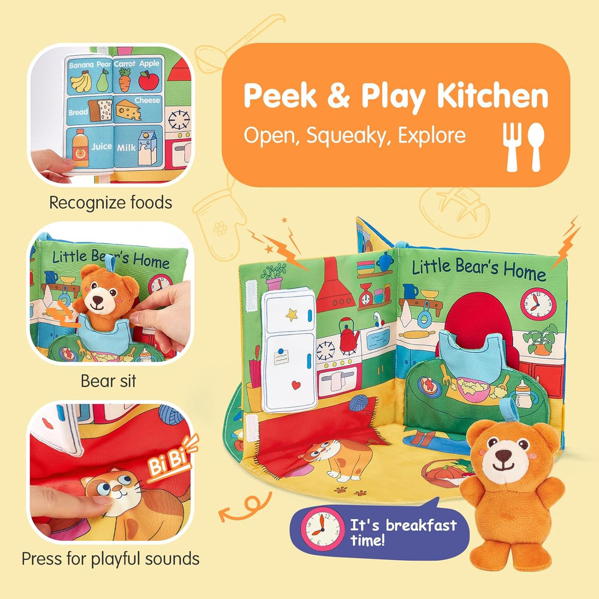 hahaland Baby Soft Cloth Crinkle Books Touch and Feel Sensory Infant - 3D Busy Book - image 4