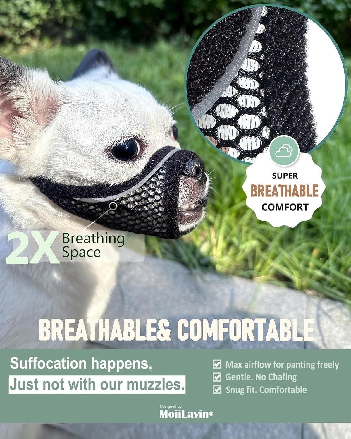 Dog Muzzle, Soft Mesh Muzzles for Small Dogs - Cherry Red / XS-Snout (5.0"- 5.3") - image 4
