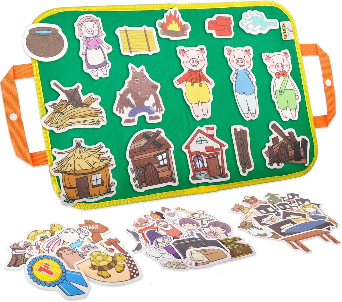 CHEFAN Felt Board for Toddlers, Felt Story Board - Three Little Pigs3 Other Stories