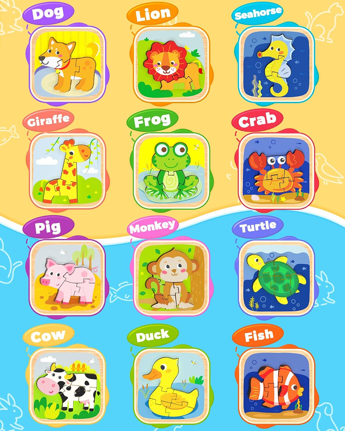 Benresive Wooden Toddler Puzzles - 12 PCS - image 4