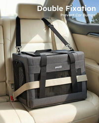 Pecute Cat Carrier, Portable Travel Pet Carrier with Stable Structure, Grey – Essentials for Cats - Grey / 16.7"L x 11.8"W x 12.5"H - image 3