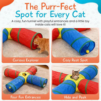 Cat Toys, 4-Way Tunnel for Indoor Cats with Peek Hole & 2 Mice - image 4