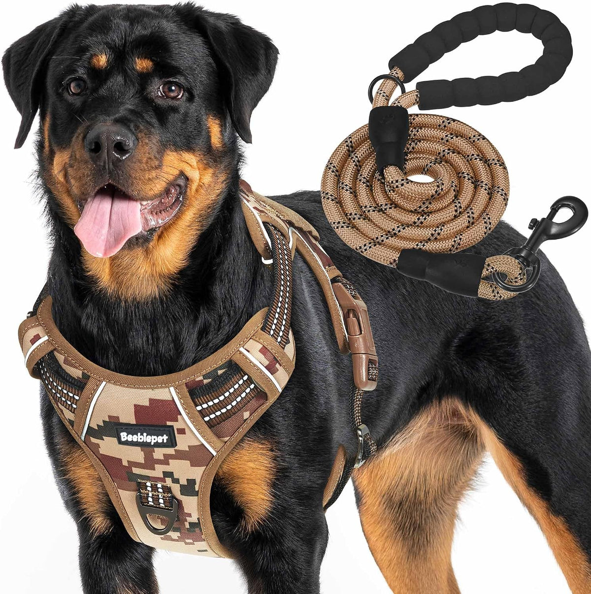 Beebiepet Tactical No Pull Dog Harness with Leash - Desert Camo / Large
