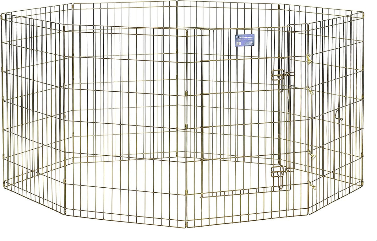 MidWest 30-Inch Exercise Pen, Single Door, 16 Sq Ft Play Area – Essentials for Dogs - Gold Zinc w/ Door / 36" H - image 2