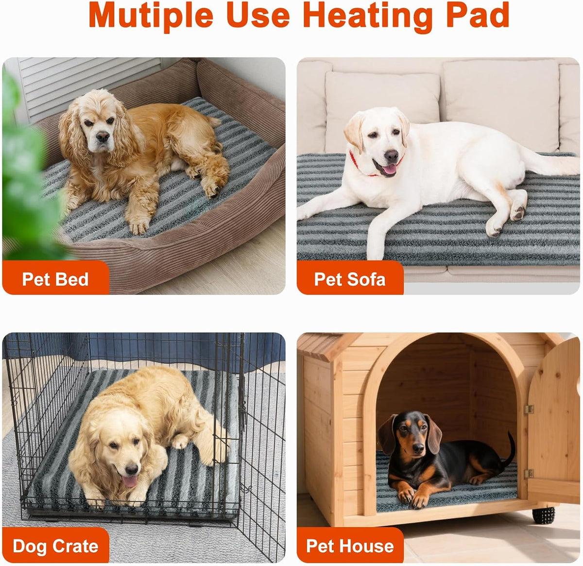Large Pet Heating Pad, Adjustable Temperature with Timer - Grey / M (28'' x 20'') - image 4
