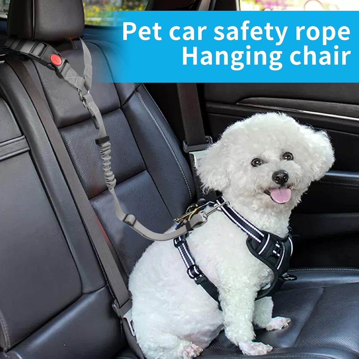 YAOHDAO Dog Seat Belt Harness for Car - Grey - image 2