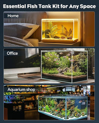 Pawfly 5 Gallon Fish Tank Ultra Clear Rimless Glass Aquarium Kit with Extendable LED Light Internal Filter Magnetic Brush & Thermometer Stickers Rectangular Glass Fish Tank Kit for Betta Shrimp Plants