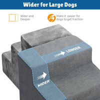 Dog Stairs for Bed, Extra Wide 4-Step Dog Steps for High Bed - Grey / 5 Steps - image 4
