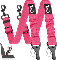 SlowTon Dog Car Seat Belt - Fluorescence Pink / 27.5in - 2 Pack