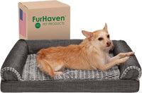 Furhaven Orthopedic Dog Bed for Large Dogs w/ Removable Bolsters - Medium / Charcoal