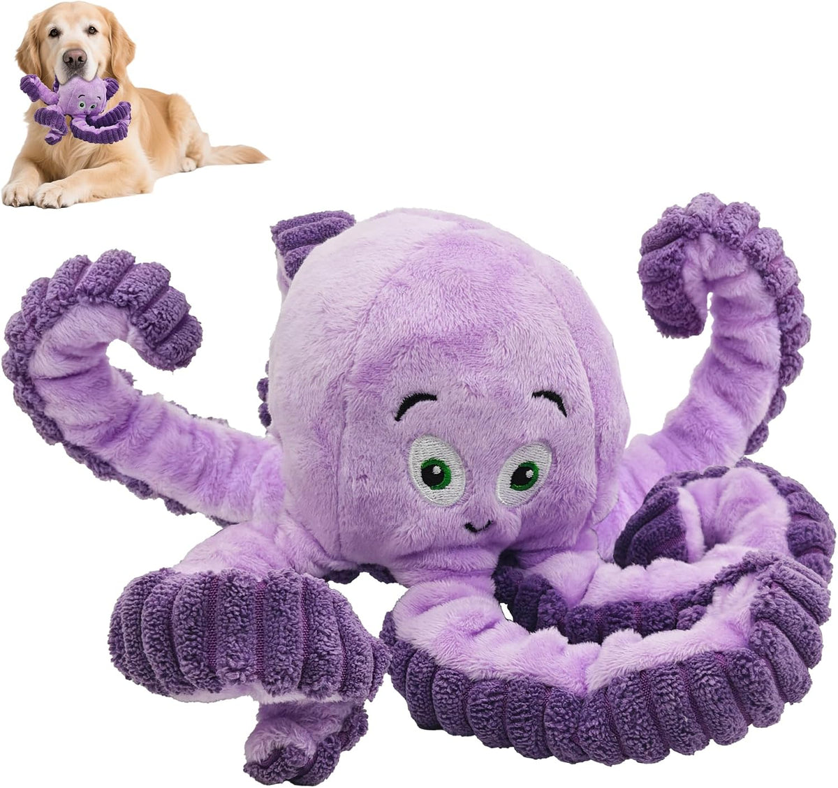Squeaky Dog Toys, Stuffed Large Dog Toys to Keep Them Busy - Purple