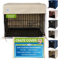Pet Dreams Dog Crate Cover, Khaki, XX Large, 48" – Essentials for Dogs - Khaki Tan / 48.0"L x 30.0"W x 33.0"H