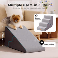Gardner Pet Dog Stairs for Small Dogs 14" H - Grey 2in1 / 4.0 / 15.55"x24"x18.5"Deformable - image 2