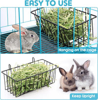 Therwen 4 Pcs Rabbit Hay Feeder Guinea Pig Heavy Duty Metal Frame Hay - 9.8 x 5.1 x 3.5 Inches - image 4