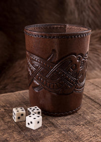 Ulfberth, Viking dice Cup with Embossed Motif, Genuine Leather - Jelling Style, Brown - image 2