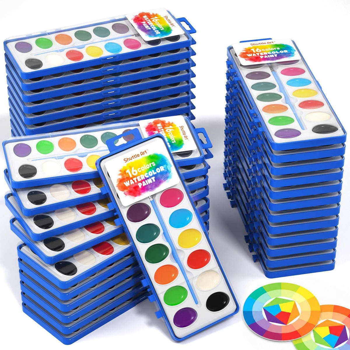 Shuttle Art 16 Colors Watercolor Paint Set Bulk - 16 Colors 36 Pack