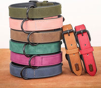 Didog Soft Padded PU Leather Dog Collar, Breathable and Adjustable Red Dog Collars for Medium Dogs, Comfortable for Daily Walk, Red, L Fit Neck 13-17"(22-44 lbs)
