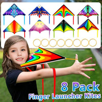 Tcvents mini finger launcher kites for kids with rubber band launchers in bright prints - view 5
