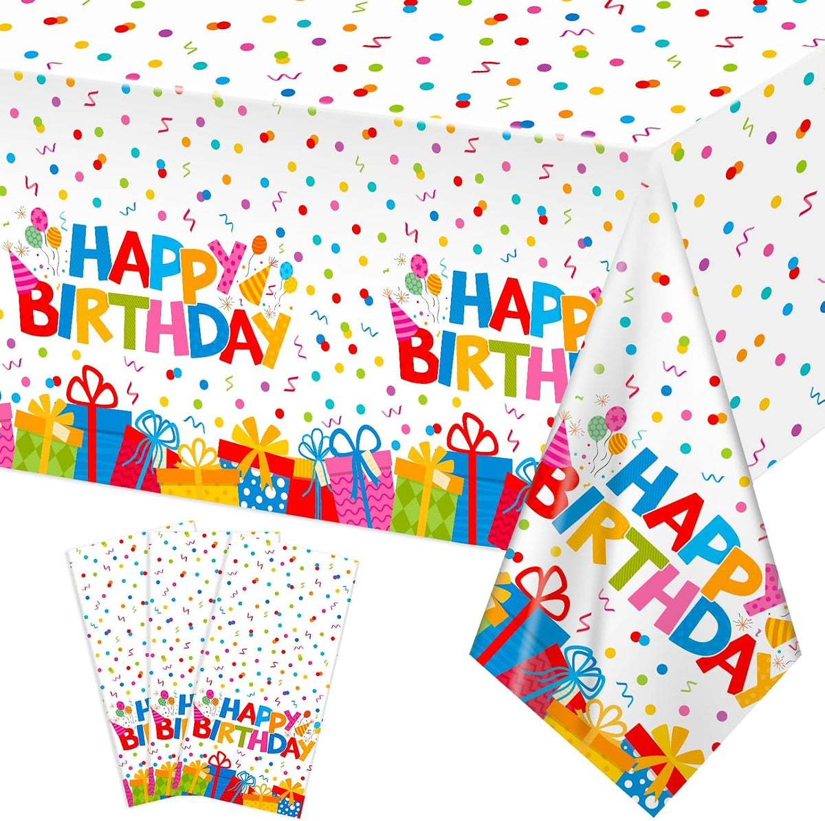 3 Pack Plastic Birthday Tablecloth - Happy Birthday