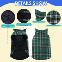 Winter Dog Jackets, Reversible Dog Coat with Leash Hole - Green / S - image 2