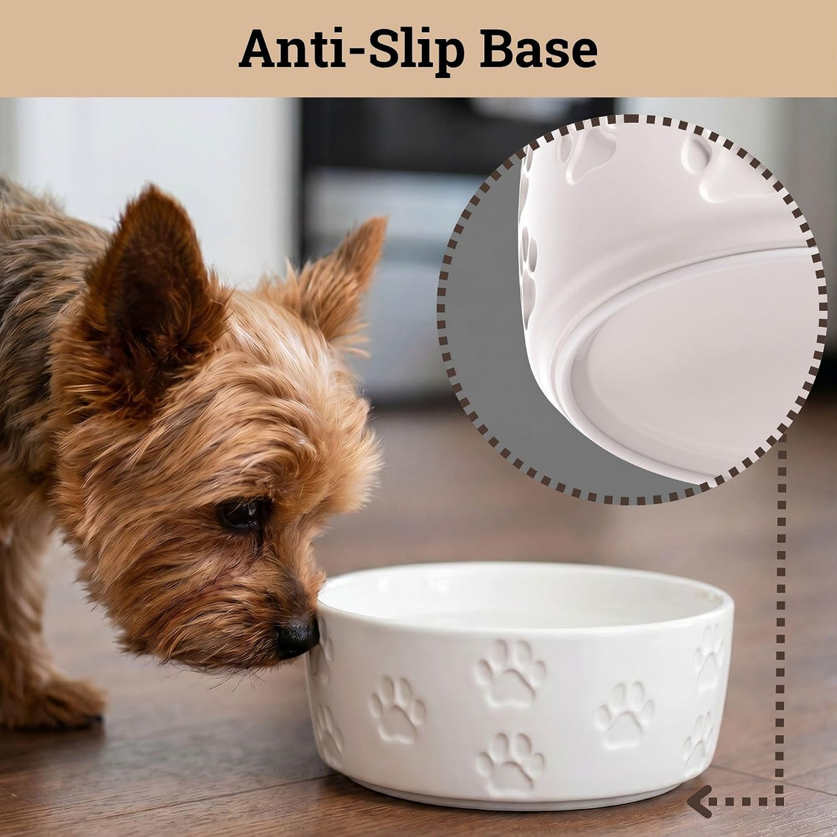 Ceramic Dog Bowl Set of 2 with Anti-Skid Base, 5.5"W x 2"H - Small / White - image 4