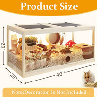 Prolee Hamster Cage with Openable Metal Mesh Top,Hamster Enclosure and Gerbil Cage with Clear Panels for Hamster Habitat,Solid Built with Lock Design (40“x20”x20)