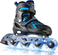 2PM SPORTS Adjustable Inline Skates for Kids, Youth and Adults – Fun for Kids & Family - C Blue / Small - Little Kid (9C-12C US)